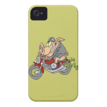 biker hog pig motorcycle bike cartoon Case-Mate iPhone 4 case
