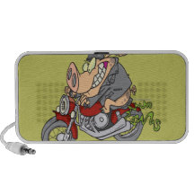 biker hog pig motorcycle bike cartoon notebook speakers