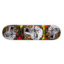 Biker Skull Art Skateboard