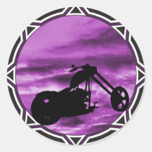 Biker Tribal Purple Chop Round Sticker