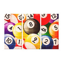 Billiards Collage Triptych Stretched Canvas Prints