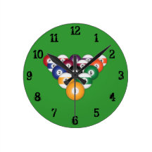 Billiards / Pool Balls: Wall Clock