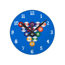 Billiards / Pool Balls: Wall Clock