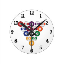 Billiards / Pool Balls: Wall Clock