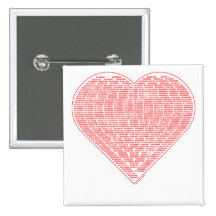 Binary Valentine Square Pin