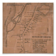 Bingham Village (Maine) 1860 Map Photographic Print