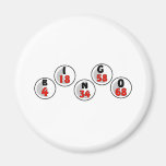 Bingo Balls and Numbers Refrigerator Magnets