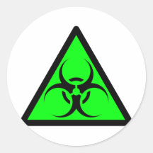 Bio Hazard or Biohazard Sign Symbol Warning Green Round Stickers