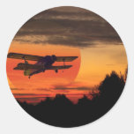 biplane round stickers