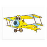 Biplane Yellow Cartoon Post Cards