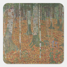 Birch Forest by Gustav Klimt Square Stickers