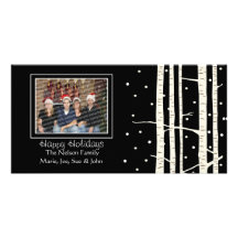Birch Tree Snowfall Customized Photo Card