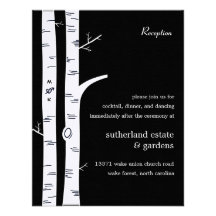 Birch Trees Wedding Reception Card - Black Invites