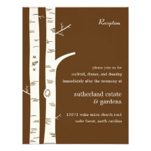 Birch Trees Wedding Reception Card - Chocolate Personalised Invitations