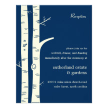 Birch Trees Wedding Reception Card - Navy Custom Invites