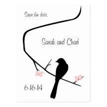 Bird and Blossom Save The Date Postcard