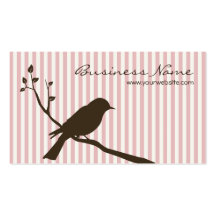 Bird Business Card (pink stripe)