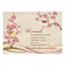 Bird House Moving Announcement Flat Card Grey