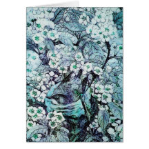 BIRD NEST ,white blue Card