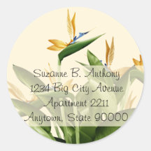 Bird-of-Paradise Fantasy Plant Round Sticker