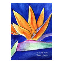 Bird of Paradise Flower Watercolor Art Invitation