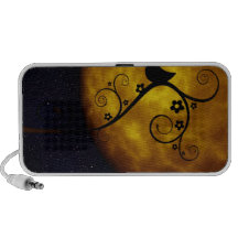 Bird on a Vine Silhouette with Moon and Starry Sky Notebook Speaker