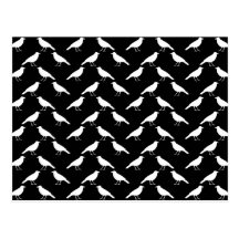 Bird Pattern. Crows in Black and White. Post Card