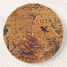 Bird Song Christmas Beverage Coaster