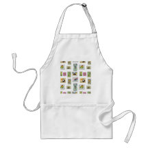 Bird Stamps on White Collections Apron
