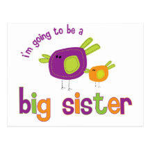 birdie big sister to be post card
