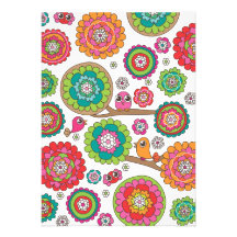 Birds and flowers illustration invitation card