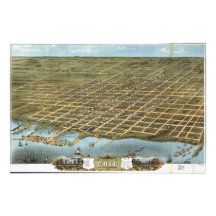 Bird's Eye View City of Erie Pennsylvania 1870 Photo Print