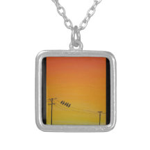 Birds On A Wire at Sunset Personalized Necklace
