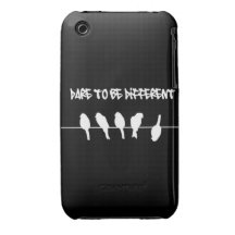 Birds on a wire – dare to be different (black) iPhone 3 case