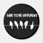 Birds on a wire – dare to be different (black) refrigerator magnet