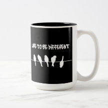 Birds on a wire – dare to be different (black) coffee mug