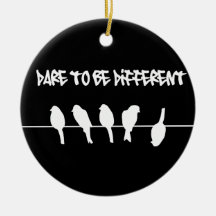 Birds on a wire – dare to be different (black) christmas tree ornament