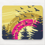 Birds & Rainbow In The Golden Sky Mousepad