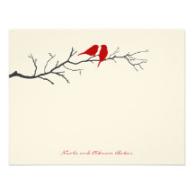 Birds Silhouettes Thank You Cards - Red - Personalised Announcement