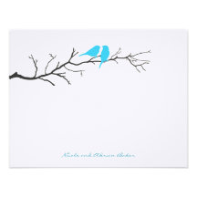 Birds Silhouettes Thank You Cards - Turquoise - Personalized Announcement