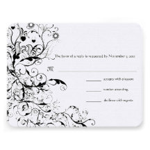 Birds & Swirls Wedding RSVP Response Card Personalized Announcement