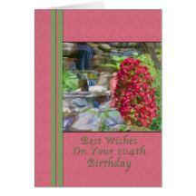 Birthday, 104th, Bougainvillea, Birds, Waterfall Greeting Card