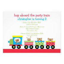 Birthday Animal Train Birthday Invitation