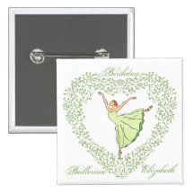 Birthday Ballerina Square Button