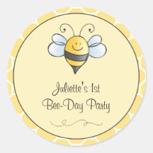 Birthday Bee-Day Favour Sticker | Bumble Bee