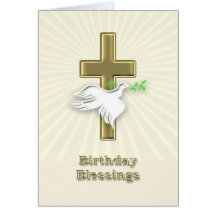 Birthday blessings with a golden cross greeting card