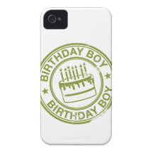 Birthday Boy -rubber stamp effect- green iPhone 4 Case-Mate Case