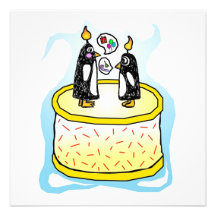 Birthday Cake Penguin Invitations