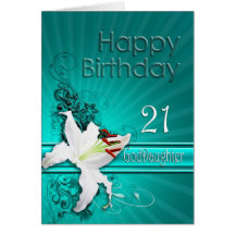 Birthday card for goddaughter,21, with a lily