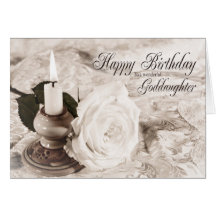 Birthday card for Goddaughter, The candle and rose